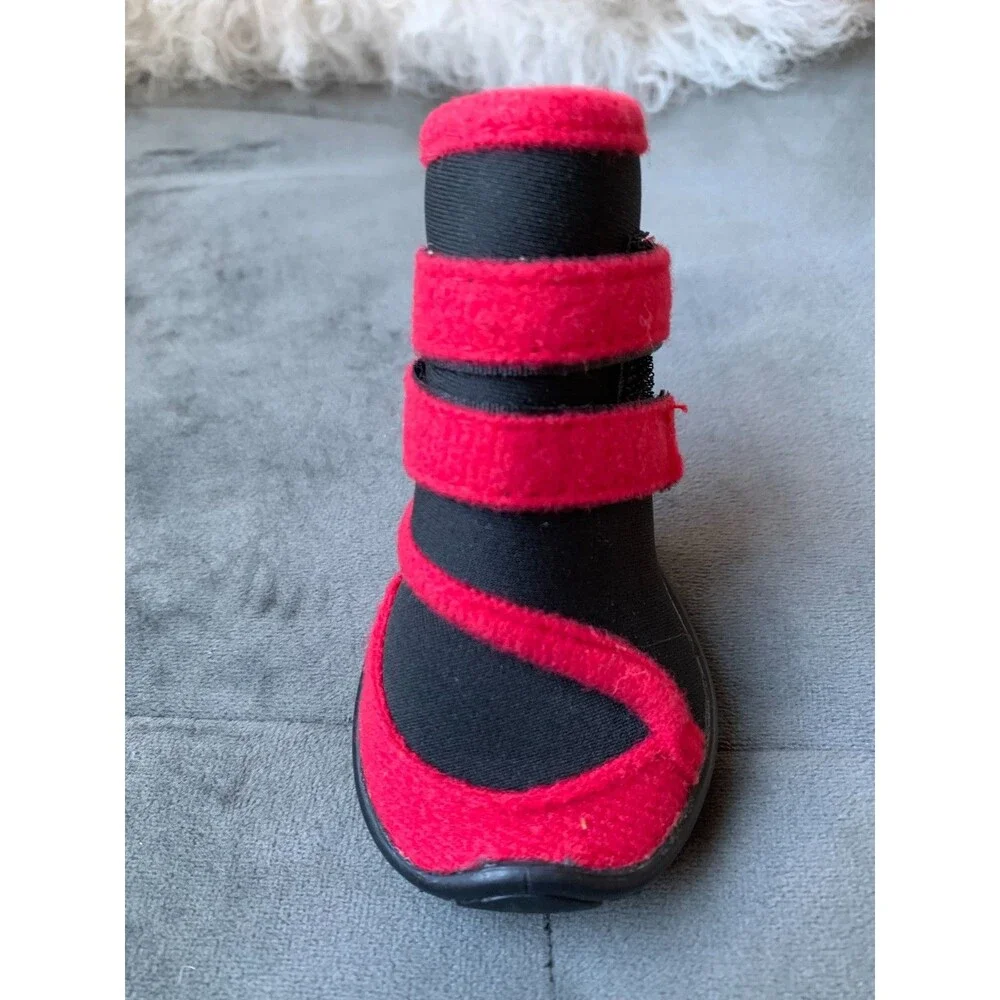 Dog Boots Set  High Ankle Booties Stretch Supportive - Set Of 4-XS Black and Red
